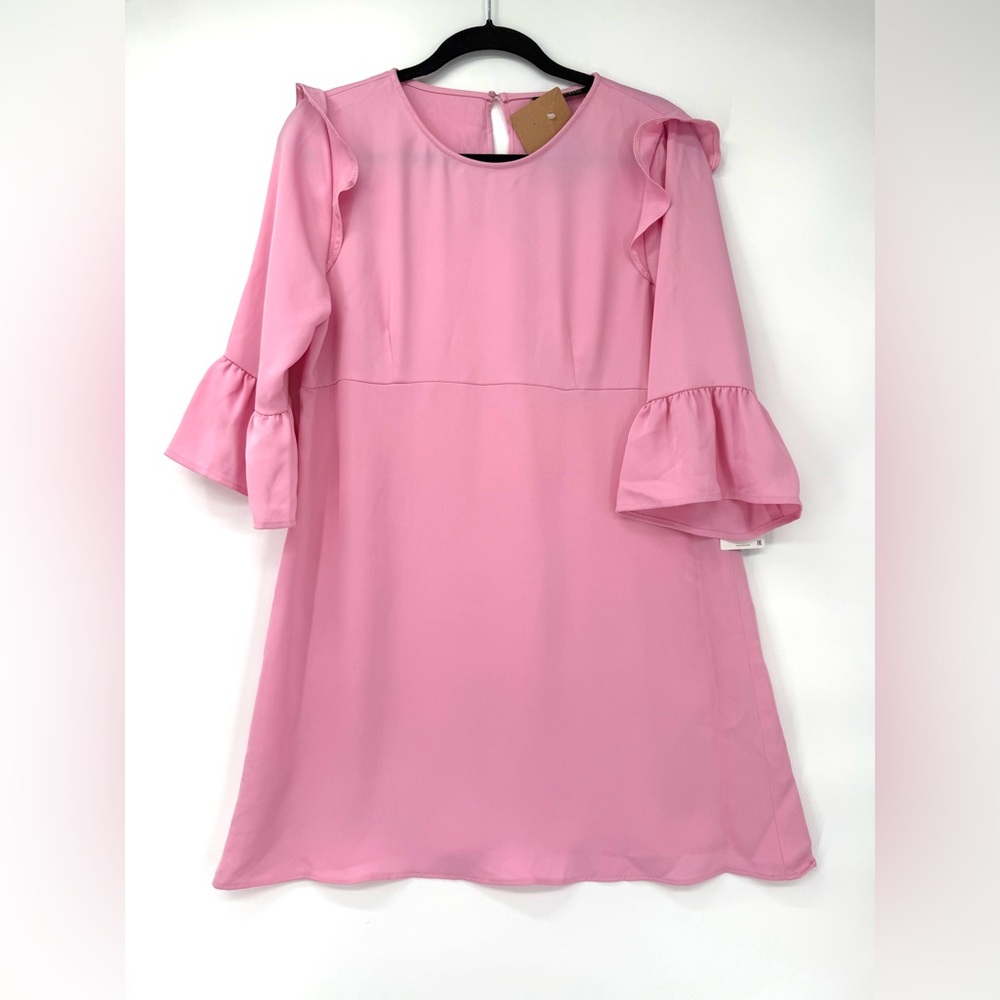Zara Collection Bubblegum Pink Ruffle-Sleeve Shift Dress